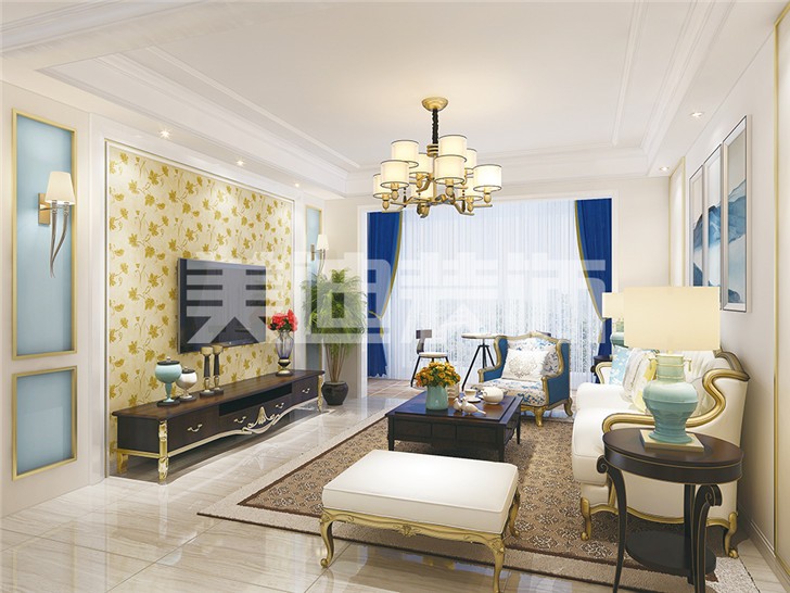 長沙120平歐式裝修案例-客廳