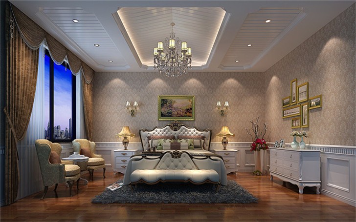 長沙御景星城歐式裝修案例-臥室