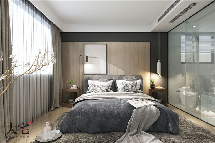 八方小區現代風裝修案例圖—臥室