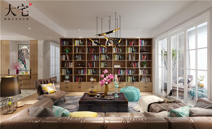 北辰三角洲175平時尚雅痞風裝修案例圖—客廳