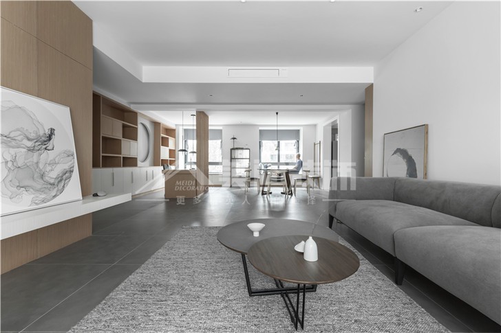 國泰九龍灣140平現代風裝修案例圖—客廳