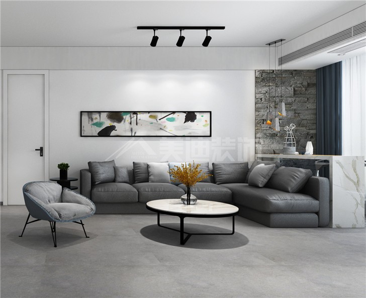 八方小區124平后現代風裝修案例圖—客廳