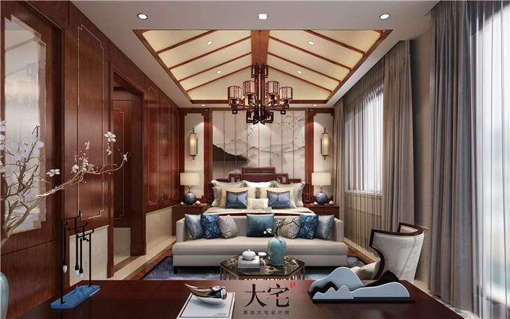 水云間220平新中式風裝修案例圖—臥室