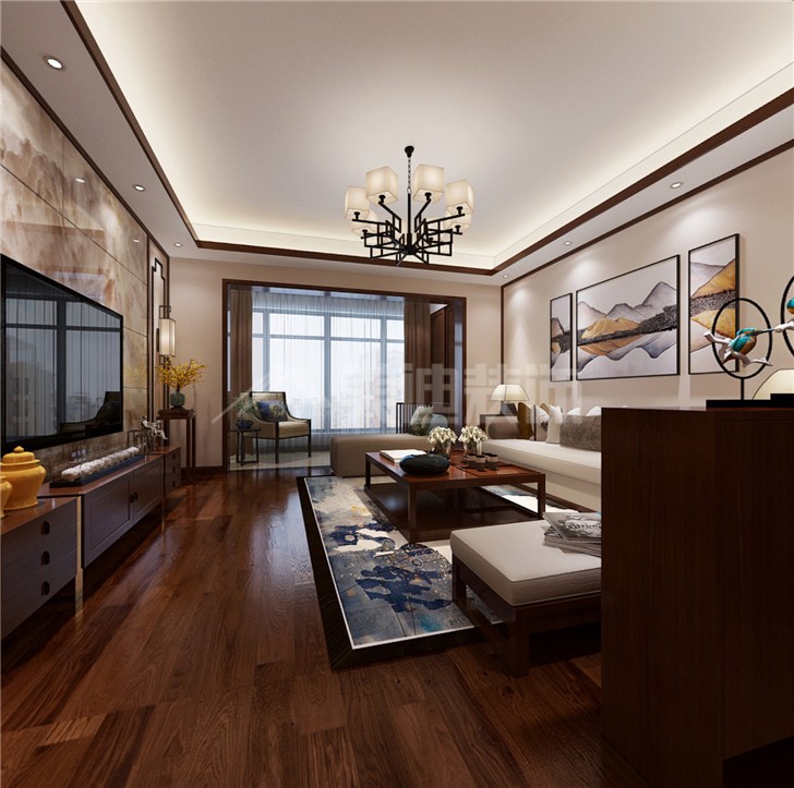 公園尚139平簡中風裝修案例圖—客廳