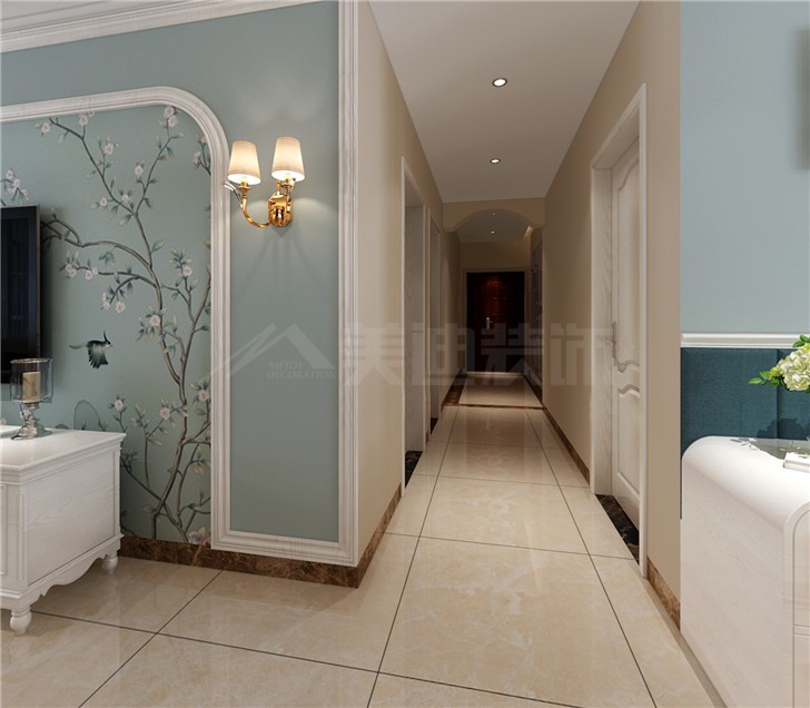 江山帝景101平簡歐風裝修案例圖—過道