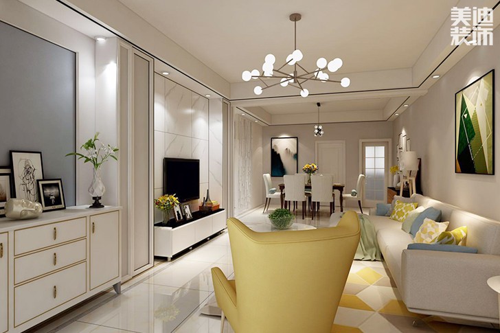 領御大廈現代簡約120平米裝修效果圖--客廳