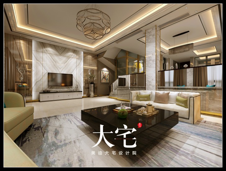 岳陽棠溪人家300平米現代簡約風格效果圖--客廳