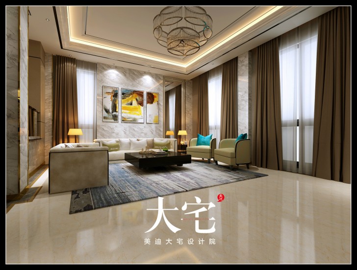 岳陽棠溪人家300平米現代簡約風格效果圖--客廳