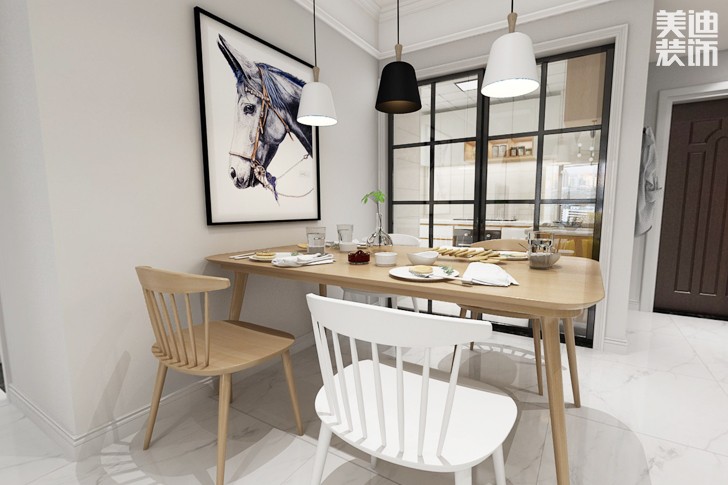東部美的城107平方米北歐風效果圖--餐廳