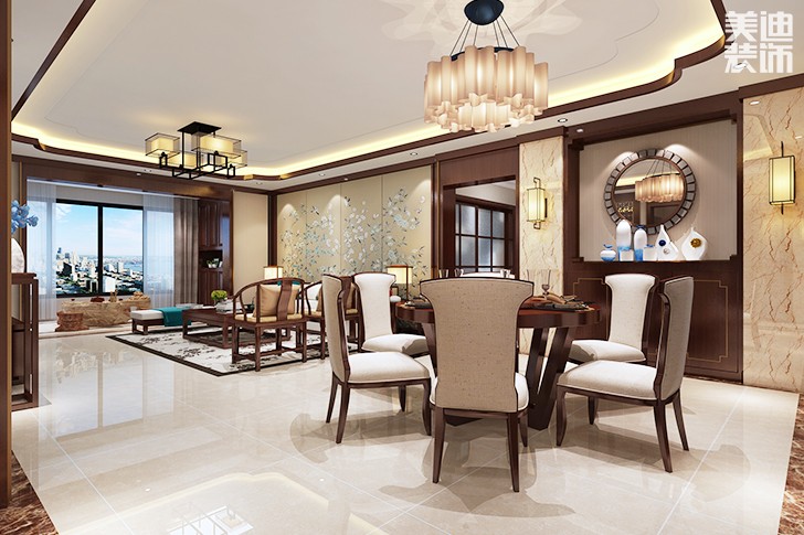 碧桂園新中式裝修效果圖--客廳