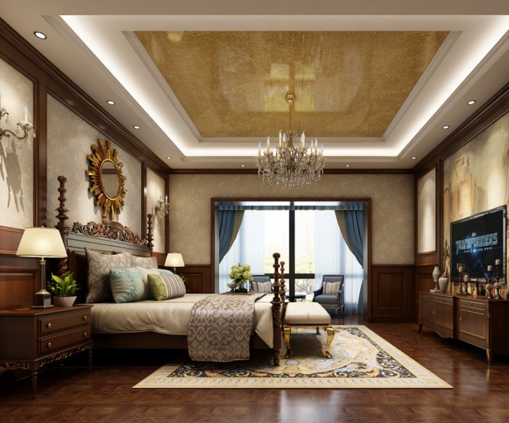 醴陵自建別墅240平方米歐式古典效果圖展示-臥室