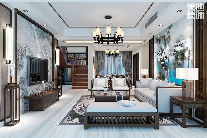 云頂天闕新中式裝修效果圖--客廳