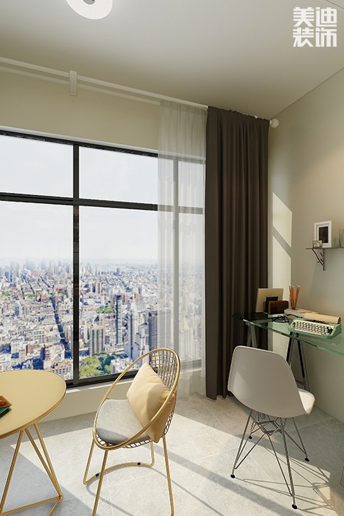 濱江華府140平方現代風格效果圖--落地窗