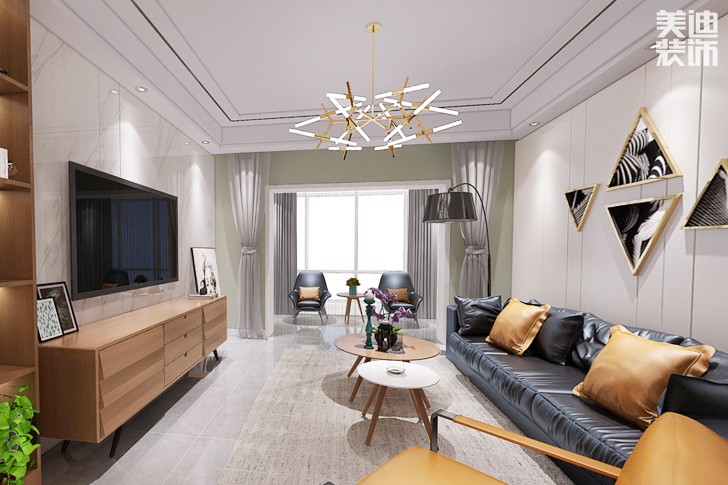紫竹園124平米現(xiàn)代簡(jiǎn)約裝修效果圖--客廳