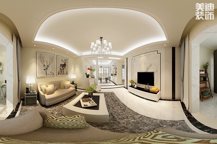 濱江華府140平方現代風格效果圖--客廳