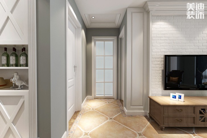 旭輝藏郡100平米美式風格裝修案例實拍圖--過道