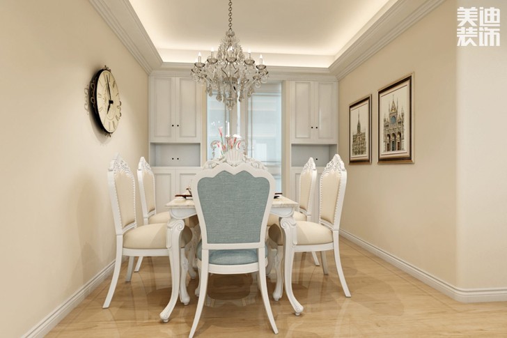 鑫城佳園160平米簡歐風格裝修效果圖--餐廳