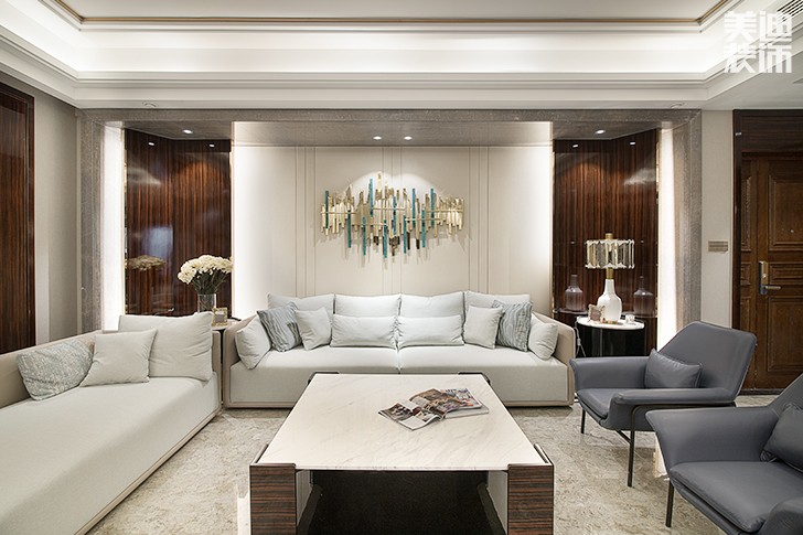 江山壹號232平米港式輕奢風裝修案例實拍圖--客廳