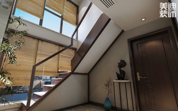 蘭僑公館320平米新中式風格裝修案例效果圖--樓梯
