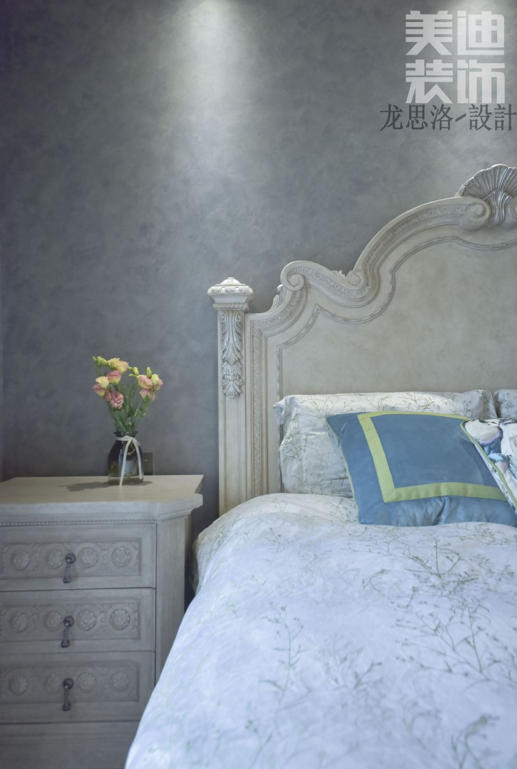 江山一號200平米灰調美式風格實拍案例--次臥