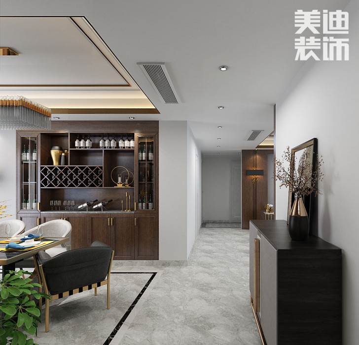 吉首新豪園小區170平米新中式風裝修案例效果圖-過道