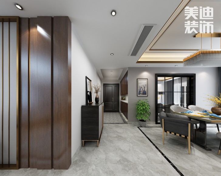 吉首新豪園小區170平米新中式風裝修案例效果圖-過道