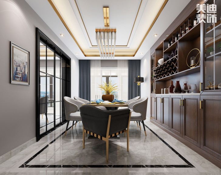 吉首新豪園小區170平米新中式風裝修案例效果圖-餐廳