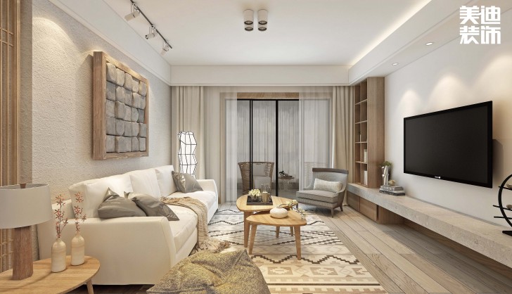 江山帝景160平方米日式風格案例效果圖--客廳