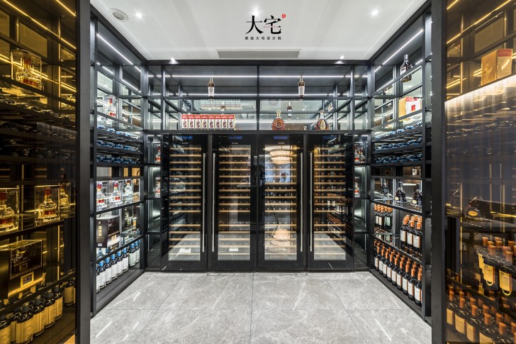 青竹湖曦園800平方米現代極簡風案例效果圖-酒窖