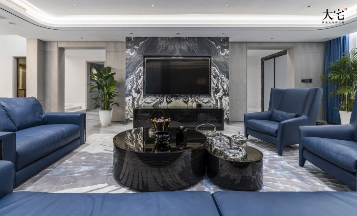 青竹湖曦園800平方米現代極簡風案例效果圖-客廳