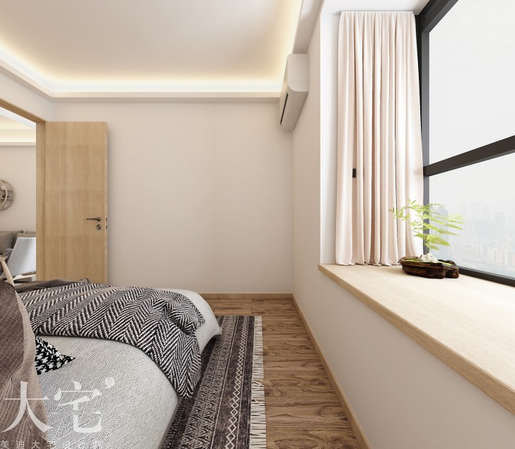 五一廣場(chǎng)商圈50平方米北歐風(fēng)格民宿公寓案例效果圖-臥室