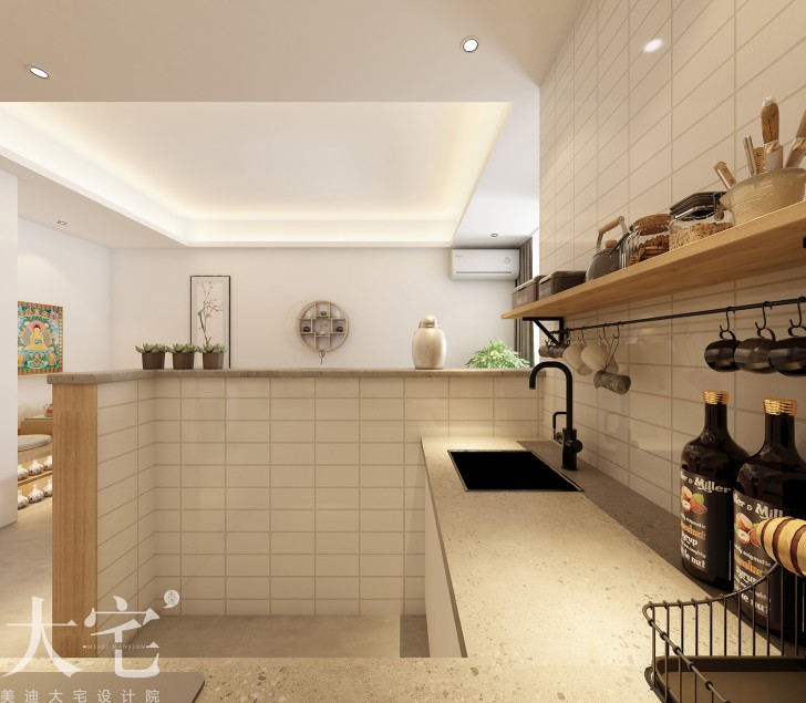 五一廣場(chǎng)商圈50平方米北歐風(fēng)格民宿公寓案例效果圖-廚房