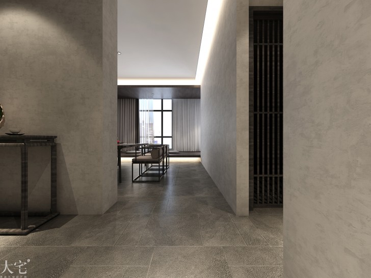 樹木嶺自然公寓120平方米新中式風(fēng)格茶室案例效果圖-過廳