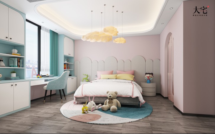 湘江壹號245平方米現代風格案例效果圖-臥室