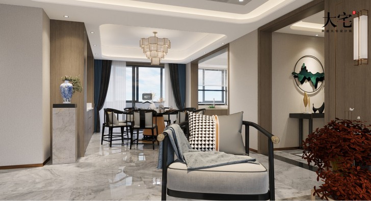 湘江壹號245平方米新中式風格案例效果圖-餐廳