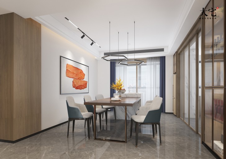 湘江壹號245平方米現代風格案例效果圖-餐廳