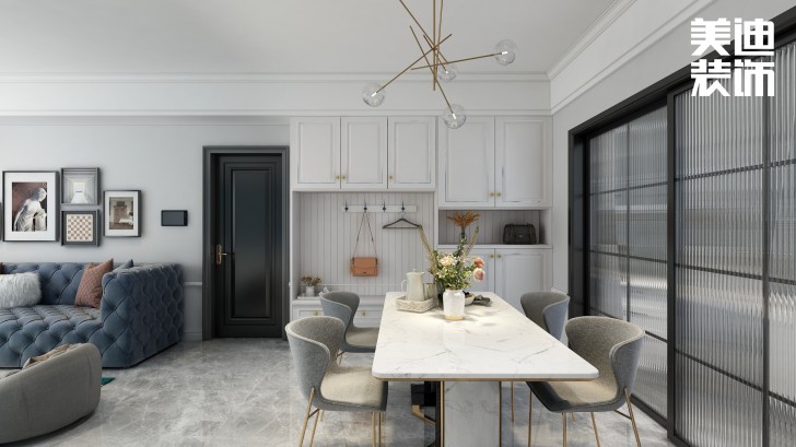 洋湖十八克拉130平方米法式輕奢風格案例效果圖—餐廳