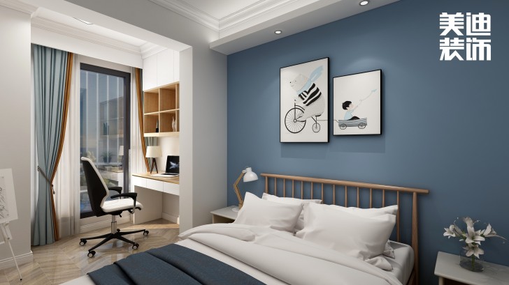 高鐵芯城120㎡法式風(fēng)格案例效果圖—臥室