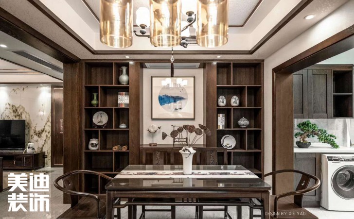 五礦.紫湖香醍150㎡新中式風(fēng)格實(shí)景效果圖—餐廳