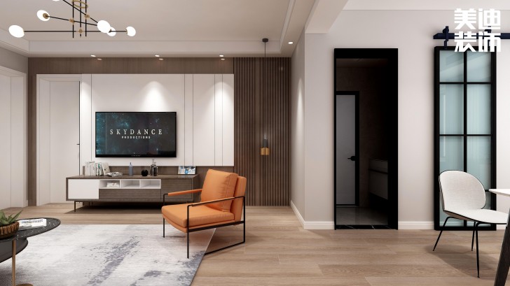 湘農(nóng)橋社區(qū)120㎡輕奢風格案例效果圖—客廳