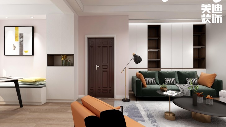 湘農(nóng)橋社區(qū)120㎡輕奢風格案例效果圖—客廳