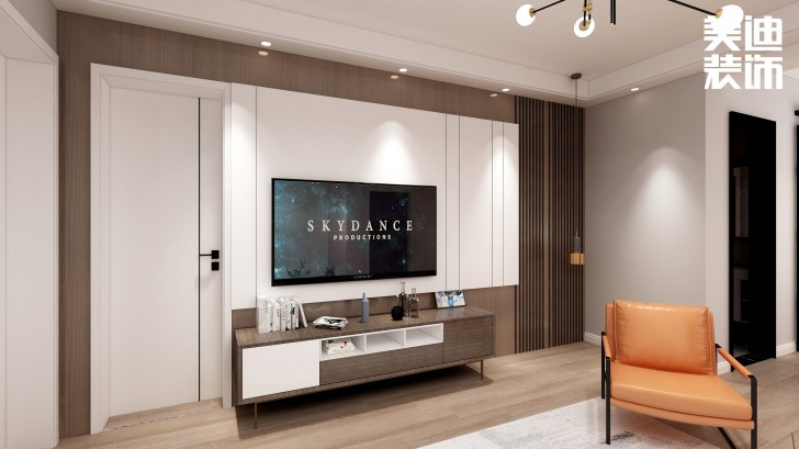 湘農(nóng)橋社區(qū)120㎡輕奢風格案例效果圖—客廳