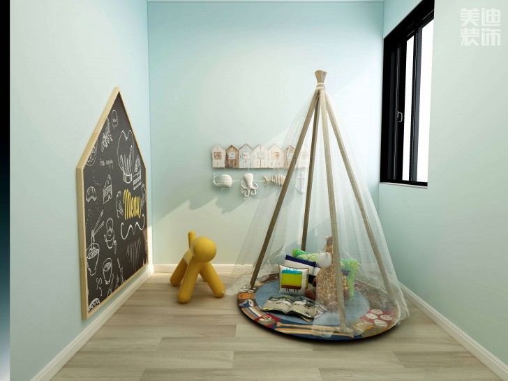 時代港灣89㎡復古風格案例效果圖-兒童房