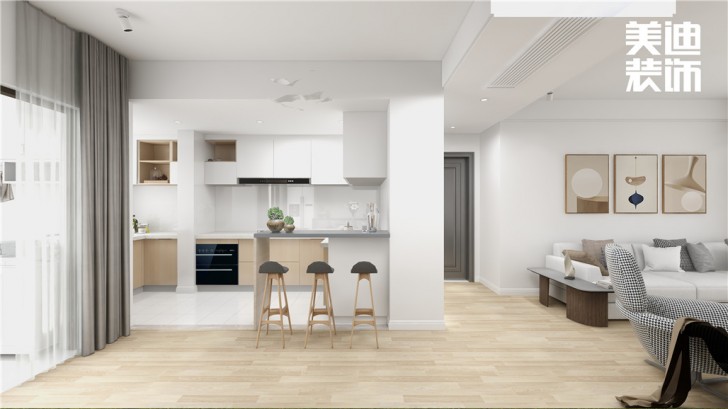 明昇壹城130㎡簡約風格案例效果圖—餐廳