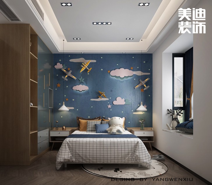 華天雅苑300㎡現代輕奢風格案例效果圖—臥室