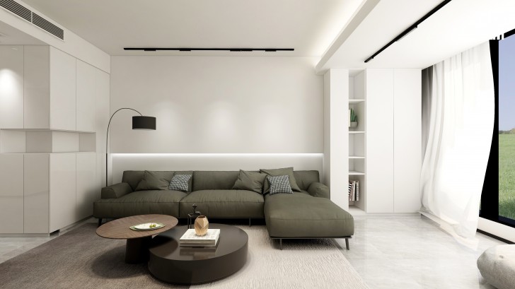 梅溪香山134㎡現代極簡風格裝修案例效果圖—客廳