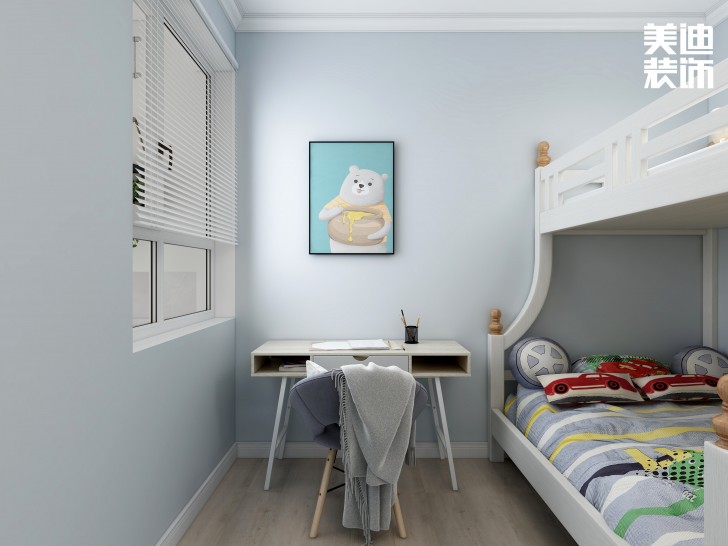 五礦萬境水岸95㎡北歐輕奢風格案例效果圖—臥室