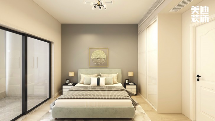 明昇壹城140㎡極簡風裝修案例效果圖-臥室
