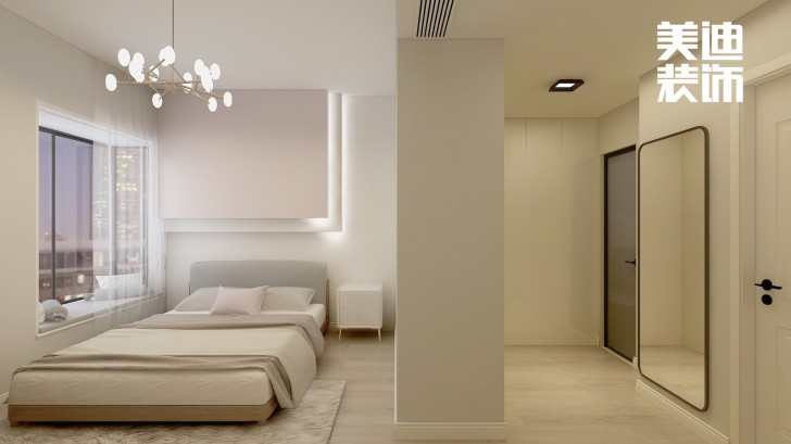 明昇壹城140㎡極簡風裝修案例效果圖-臥室