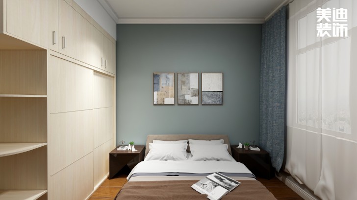 疊彩蘭亭90㎡現代簡約風裝修案例效果圖-臥室